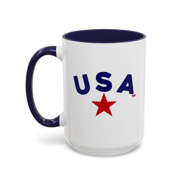U S A - (Blue/Red) Accent Coffee Mugs (15oz) - Image 3