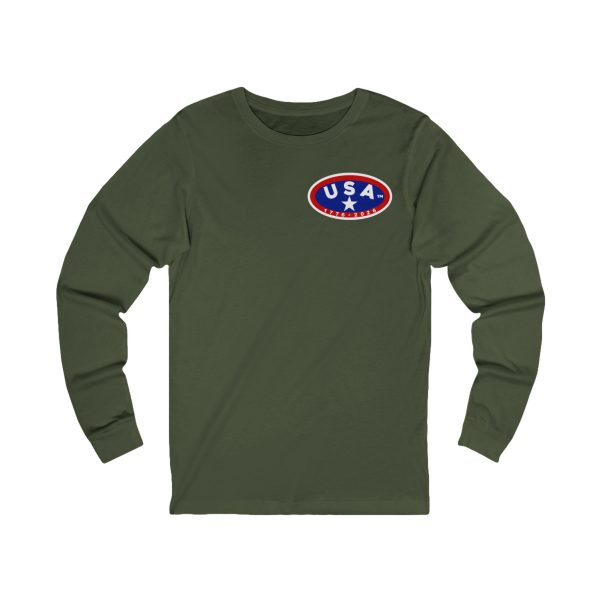 Vintage USA Patch Long Sleeve Tee, Retro USA T-Shirt, Casual Layering Tee, Unisex Long Sleeve Shirt, Holiday Gift Idea - Image 3