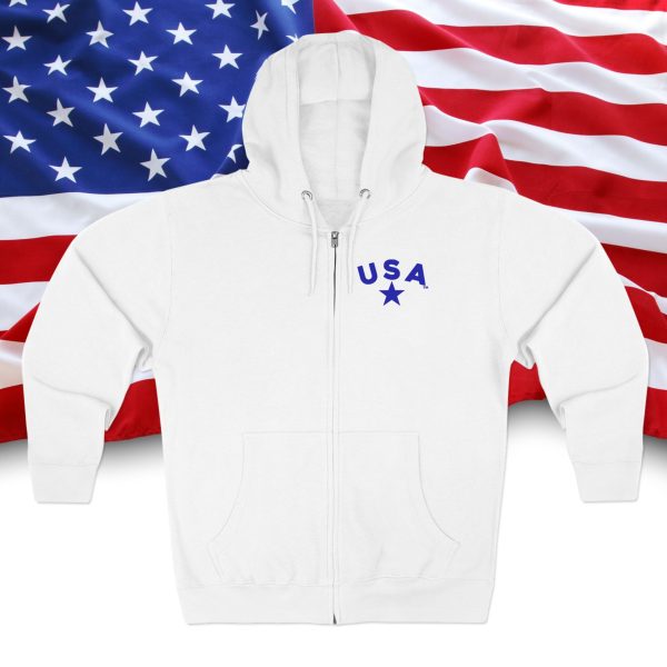 Patriotic Zip Hoodie, USA Hoodie for Independence Day, Comfy Unisex Zip Up, Summer Nights, Memorial Day Celebration - Image 5
