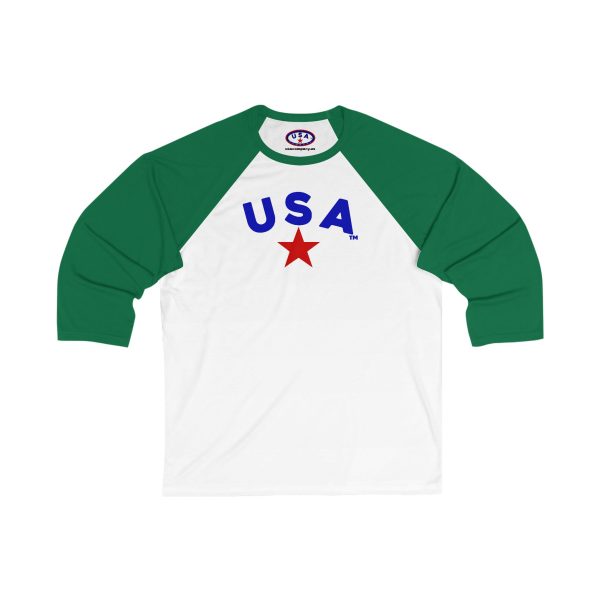 USA Unisex 3/4 Sleeve Baseball Tee, Patriotic Shirt, Casual Wear, Sports Apparel, Gift for Holidays, Summer Outing