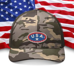 Camouflage Trucker Hat - USA Embroidered Cap, Outdoor Hat, Fishing Accessory, Military Style Gift, Summer Headwear