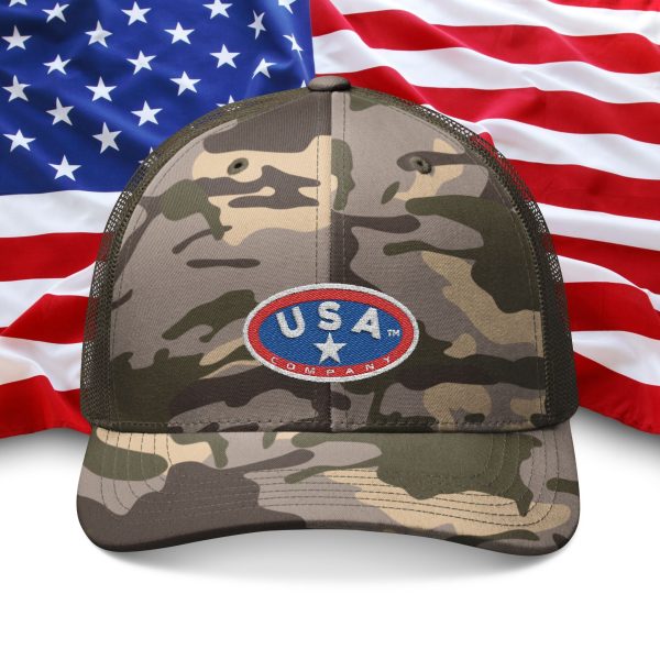 Camouflage Trucker Hat - USA Embroidered Cap, Outdoor Hat, Fishing Accessory, Military Style Gift, Summer Headwear