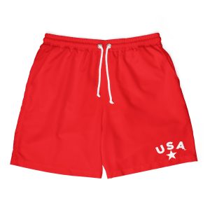 U S A-RED Swim Shorts (AOP) - PERFECT FOR  MEMORIAL DAY / 4TH OF JULY !