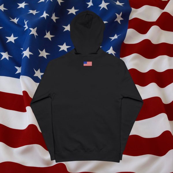 U S A Star Unisex Fleece Zip Up Hoodie- Sleeve / Back Logo - Image 8