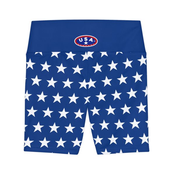 Patriotic Star Print Workout Shorts for Women | Gym, Running, Yoga, Fitness, 4th of July, Memorial Day - Image 2