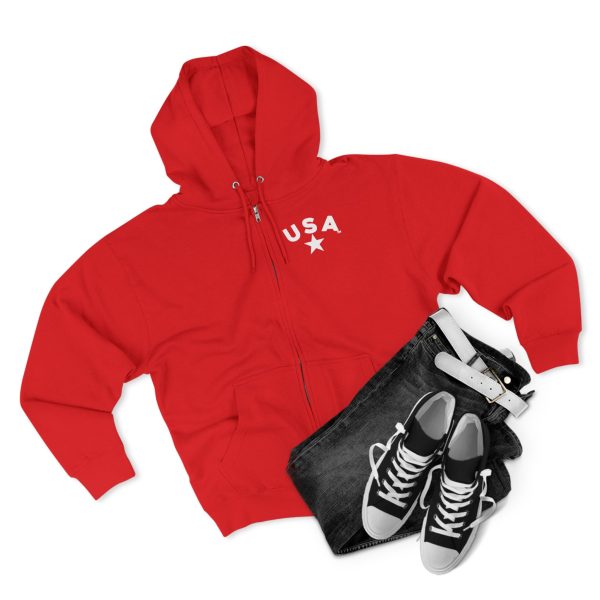 Patriotic Zip Hoodie, USA Hoodie for Independence Day, Comfy Unisex Zip Up, Summer Nights, Memorial Day Celebration - Image 4
