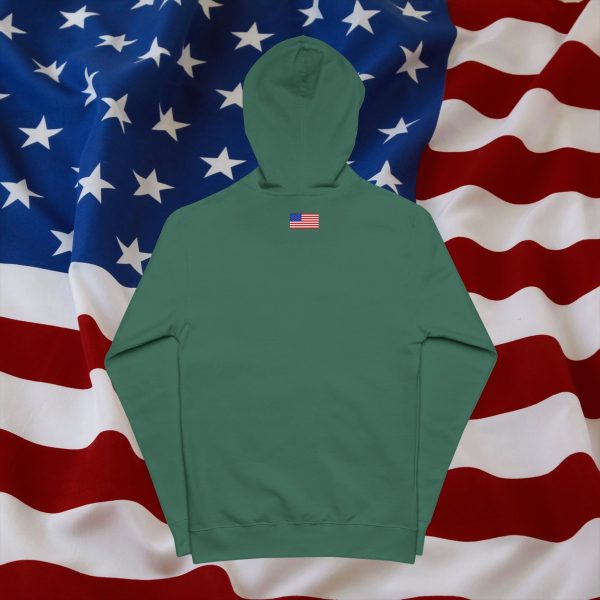 U S A Star Unisex Fleece Zip Up Hoodie- Sleeve / Back Logo - Image 4
