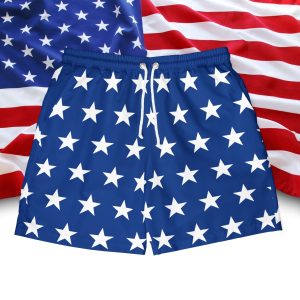 U S A Star-Spangled Unisex Swim Shorts - Patriotic Beachwear