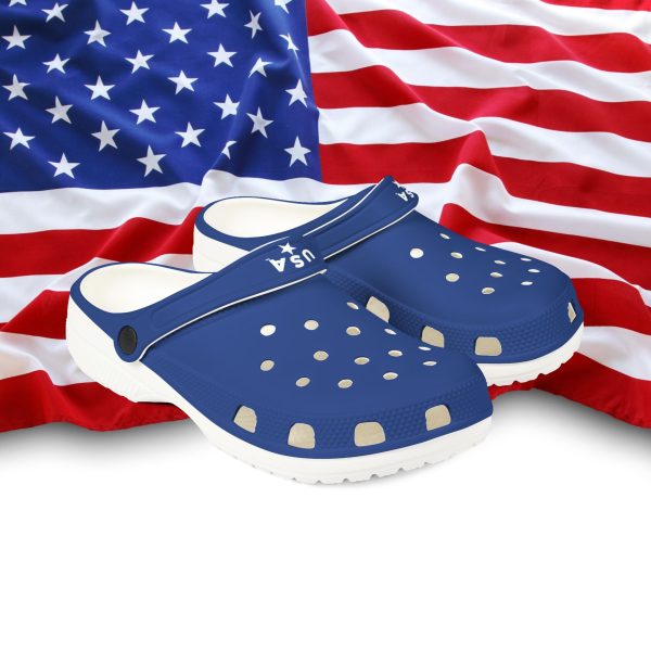 U S A  -BLUE EVA  Foam Rubber Shoes (AOP), show your Patriotism  on Memorial Day and all summer long!