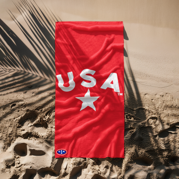 American Flag Beach Towel, Patriotic Swim Towel, Fourth of July Outdoor Towel, USA Beach Blanket, Summer Holiday Accessory