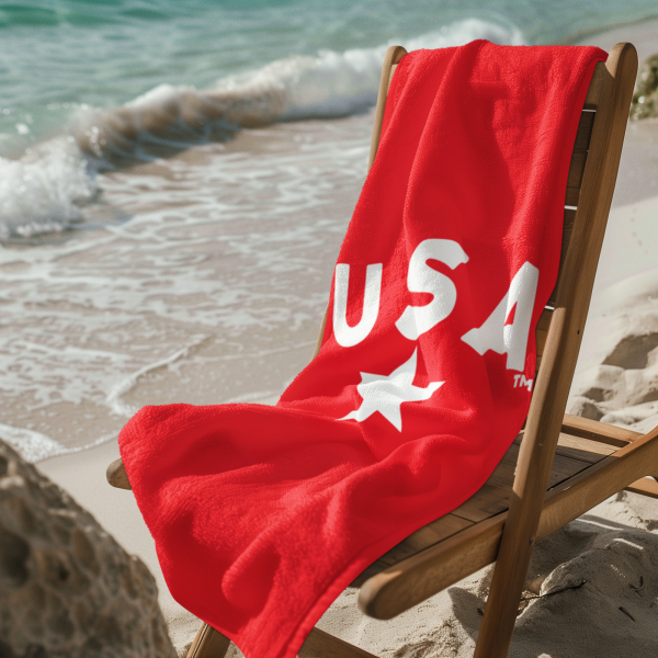American Flag Beach Towel, Patriotic Swim Towel, Fourth of July Outdoor Towel, USA Beach Blanket, Summer Holiday Accessory - Image 2