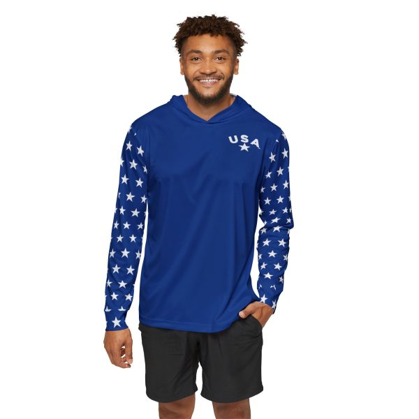 Star-Printed Men's Sports Warmup Hoodie, USA Team Gear, Athletic Outerwear, Perfect for Game Day, Fitness, Holidays - Image 3