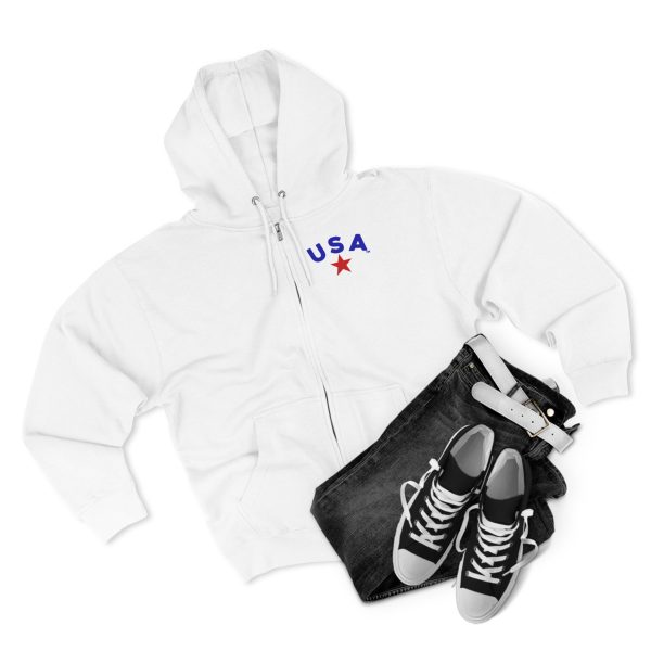 Patriotic Zip Hoodie, USA Hoodie for Independence Day, Comfy Unisex Zip Up, Summer Nights, Memorial Day Celebration - Image 4