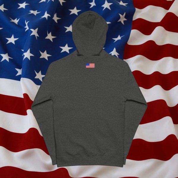U S A Star Unisex Fleece Zip Up Hoodie- Sleeve / Back Logo - Image 6