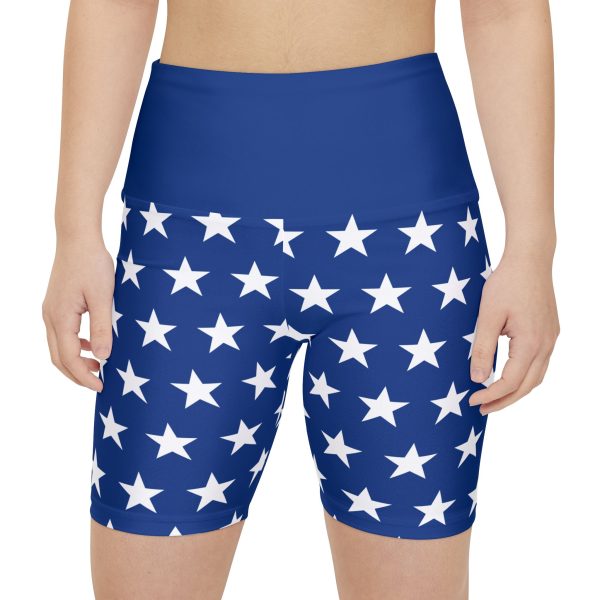 Patriotic Star Print Workout Shorts for Women | Gym, Running, Yoga, Fitness, 4th of July, Memorial Day - Image 3