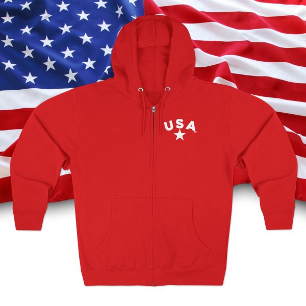 Patriotic Zip Hoodie, USA Hoodie for Independence Day, Comfy Unisex Zip Up, Summer Nights, Memorial Day Celebration - Image 2