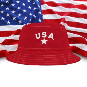 U S A Patriotic Bucket Hat - Red Star Design for Independence Day