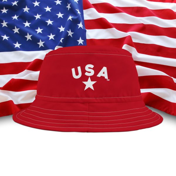 U S A Patriotic Bucket Hat - Red Star Design for Independence Day