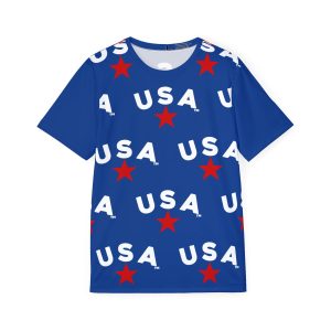 U S A BLUE Stars & Stripes Sports Jersey - Patriotic Men's Tee for MEMORIAL DAY /INDEPENDENCE DAY and Sports Events