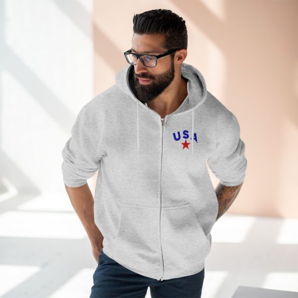Patriotic Zip Hoodie, USA Hoodie for Independence Day, Comfy Unisex Zip Up, Summer Nights, Memorial Day Celebration - Image 7
