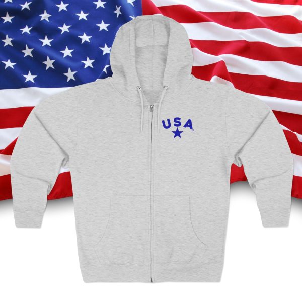 Patriotic Zip Hoodie, USA Hoodie for Independence Day, Comfy Unisex Zip Up, Summer Nights, Memorial Day Celebration - Image 9