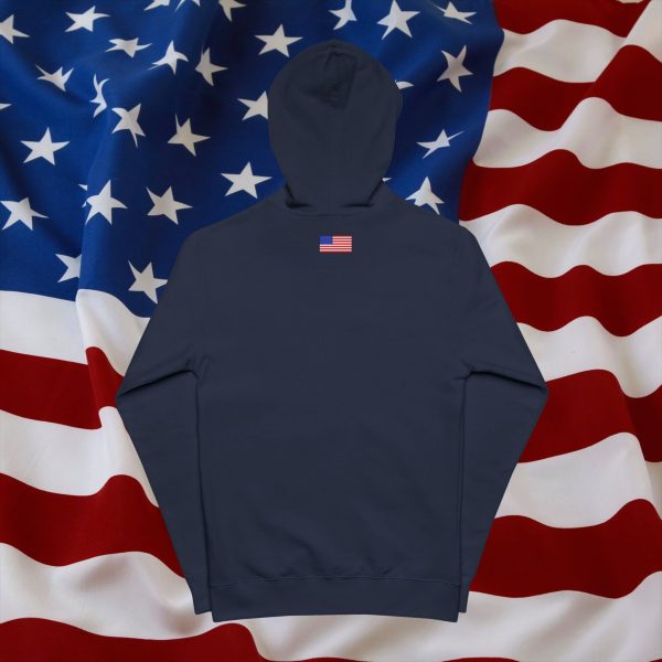U S A Star Unisex Fleece Zip Up Hoodie- Sleeve / Back Logo - Image 2