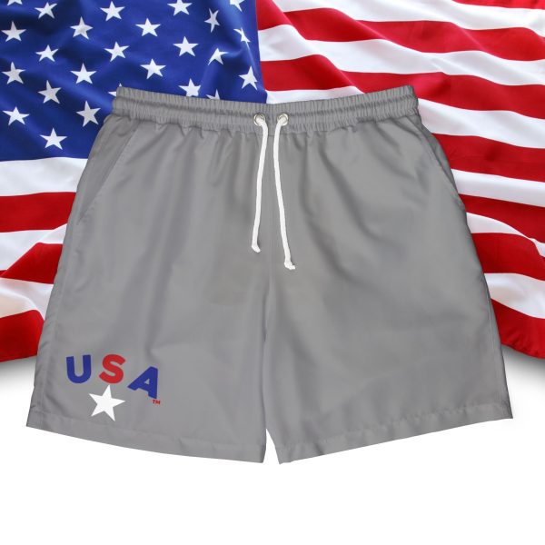 Unisex Swim Shorts,  USA Flag Board Shorts, Summer Beachwear, Pool Party Outfit, Men's Swimwear, 4th of July Swim Trunks