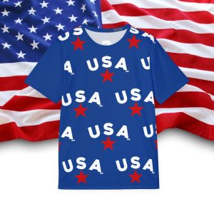 U S A BLUE Stars &  Stripes Sports Jersey - Patriotic Men's Tee for MEMORIAL DAY /INDEPENDENCE DAY and Sports Events