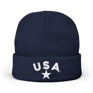 U S A Knit Beanie (Embroidery)