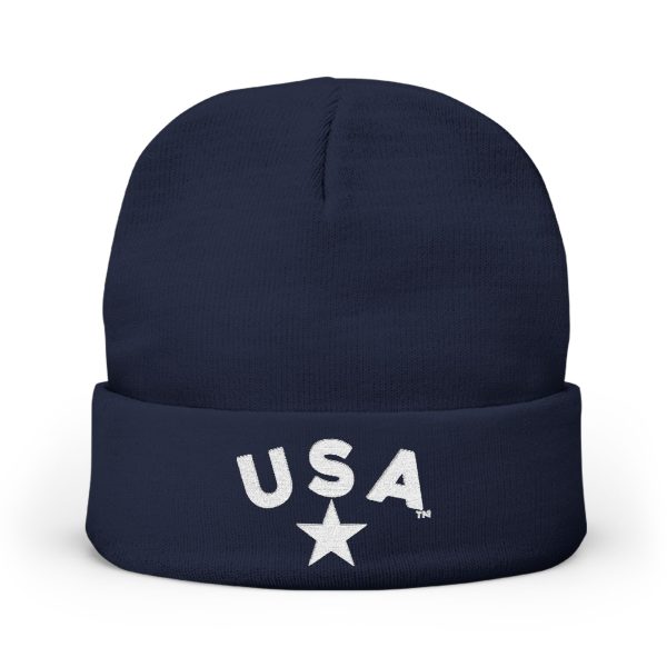 U S A Knit Beanie (Embroidery)