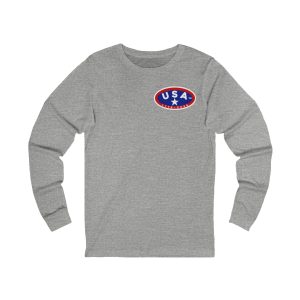 Vintage USA Patch Long Sleeve Tee, Retro USA T-Shirt, Casual Layering Tee, Unisex Long Sleeve Shirt, Holiday Gift Idea