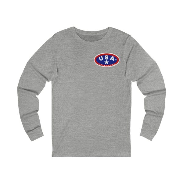 Vintage USA Patch Long Sleeve Tee, Retro USA T-Shirt, Casual Layering Tee, Unisex Long Sleeve Shirt, Holiday Gift Idea