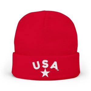U S A Knit Beanie (Embroidery)